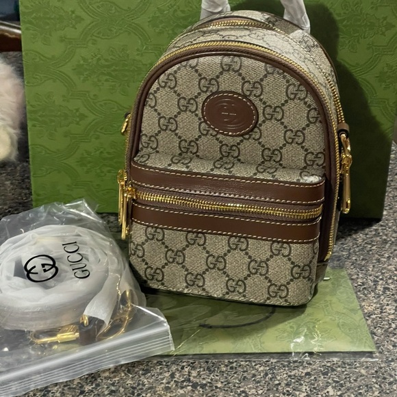 Beige and Brown Mini Backpack